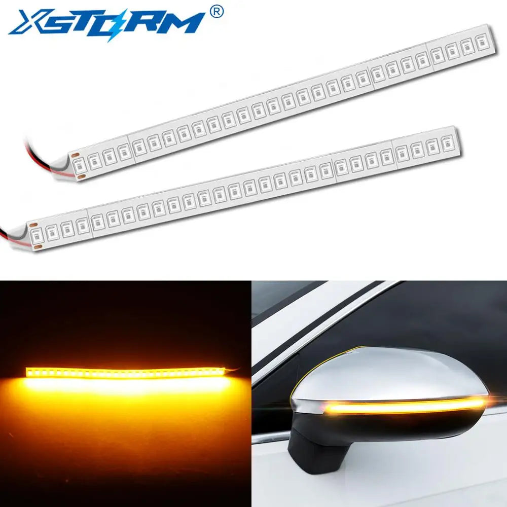Universal Car Rearview Mirror Turn Signal Lights Indicator Lamp Streamer Strip Flowing Dyn