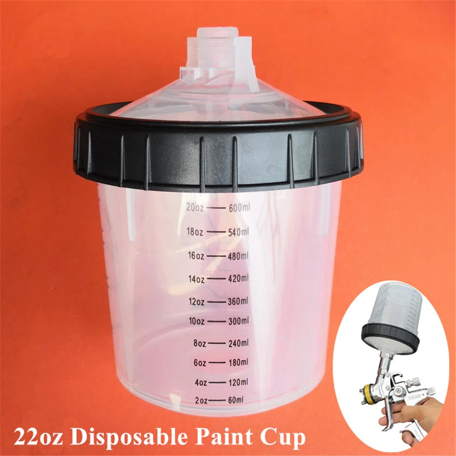 22oz Disposable Paint Cup 1 Hard Cup & Collar For Spray Gun Type H/O Quick Cup
