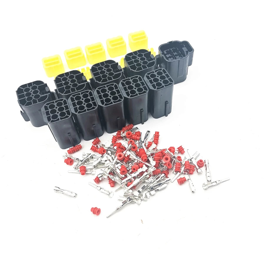 5 Kit 6 Pin Way Amp Sealed Waterproof Wire Connector Plug Terminal Set Car Truck