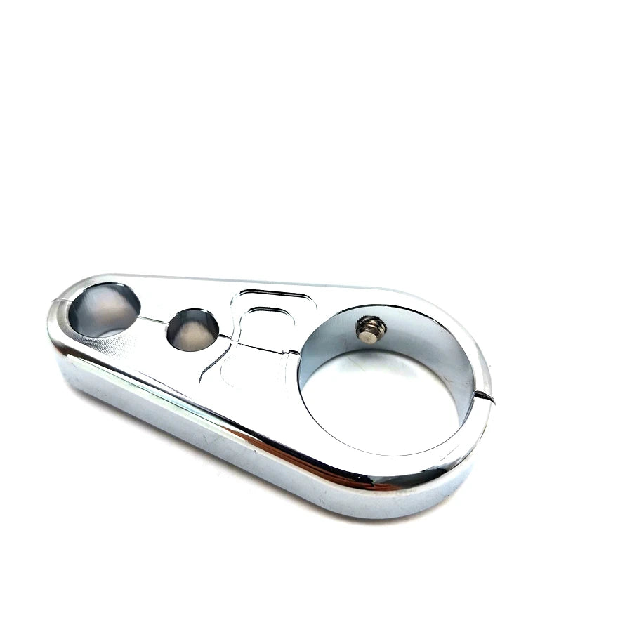 Chrome Aluminum Alloy Brake Clutch Cable Wire Clamp Clip For 1" 25mm Handlebar