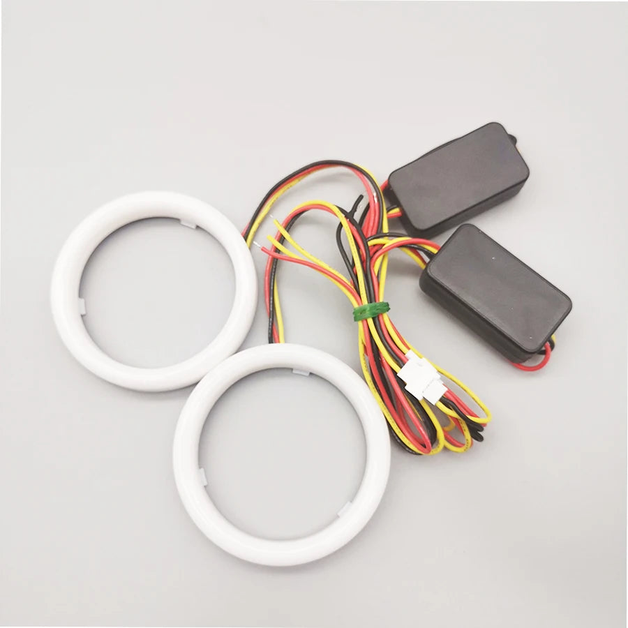 12V Car Angel Eyes White + Yellow Car Headlight DRL Daytime Running Light Halo Ring Led
