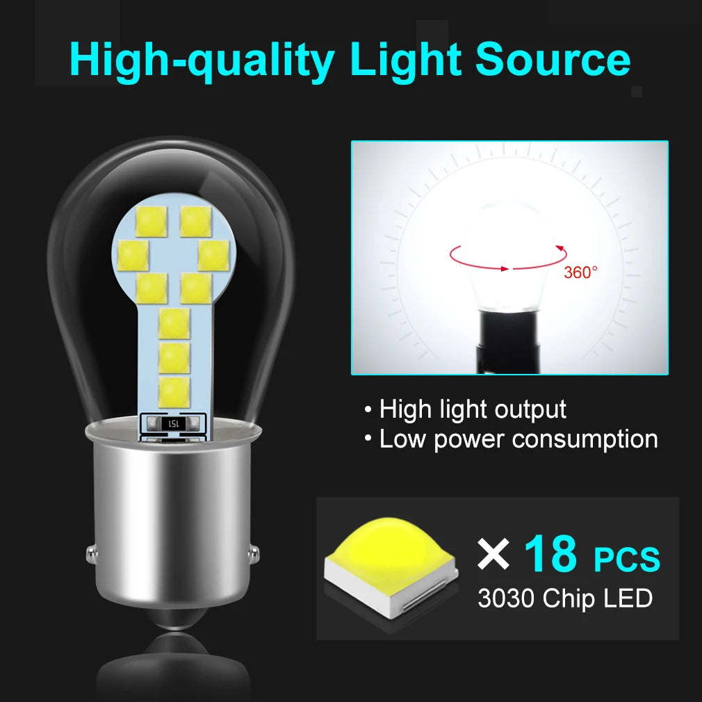 BA15S P21W 1156 Led Bulb 1157 BAY15D P21/5W R5W R10W Car Brake Lights 18SMD 3030 Chips DRL