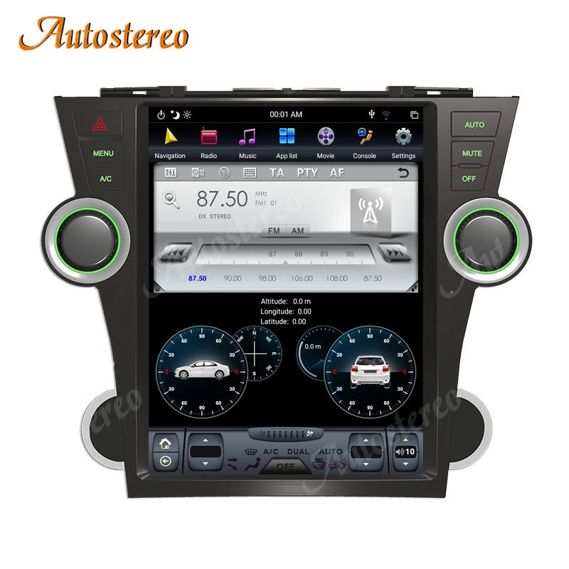 Carplay Android Car GPS Navigation For Toyota Highlander 2007-2013 Tesla Style Auto Radio