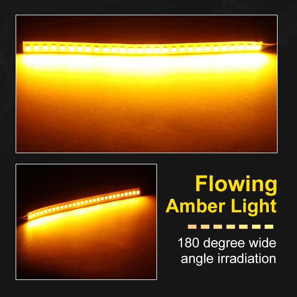 Universal Car Rearview Mirror Turn Signal Lights Indicator Lamp Streamer Strip Flowing Dyn