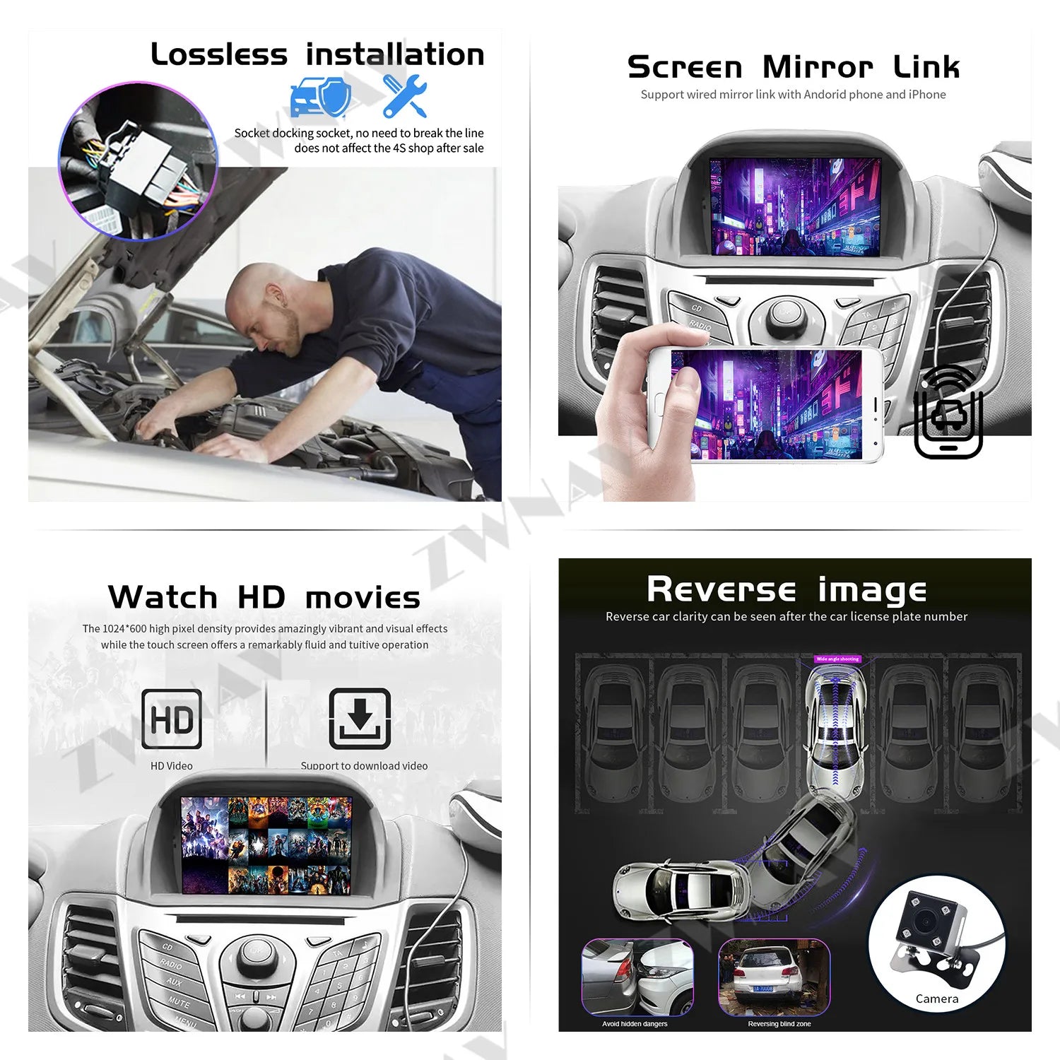 Android 13.0 Car DVD Player GPS Navigation For Ford Fiesta MK7 2013-2016 Car Radio player