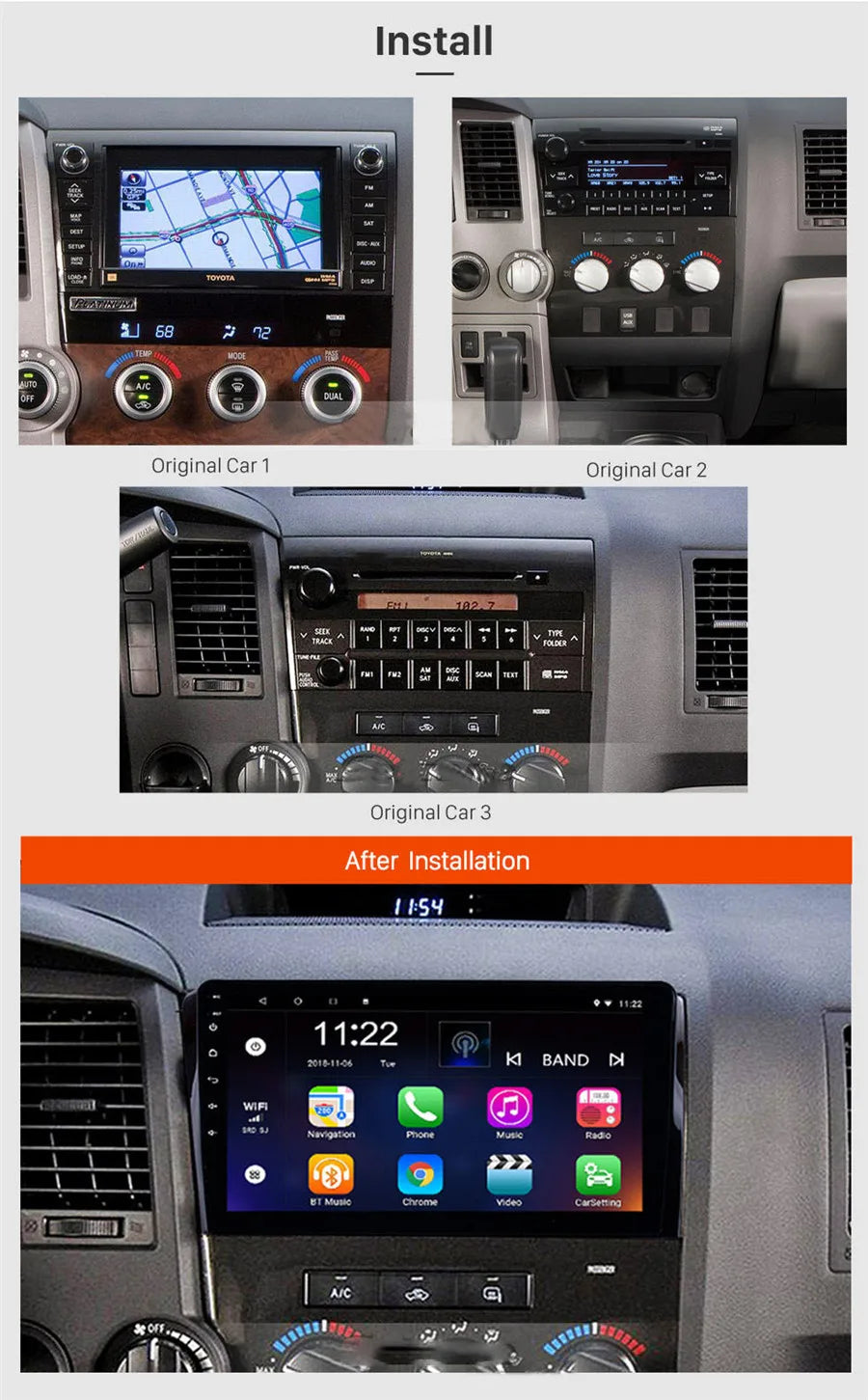 For Toyota Sequoia Tundra 10.1'' Android 8.1 Car Radio Head Unit 2+32GB with Camera