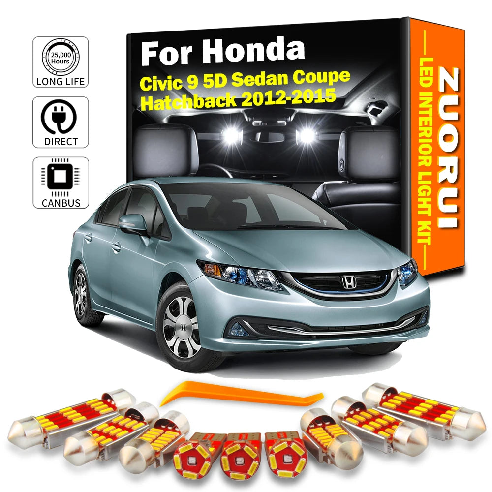 LED Interior Light Kit for Honda Civic 9 5D Sedan Coupe Hatchback - Canbus Error-Free Bulbs | AUTOKITSHOP