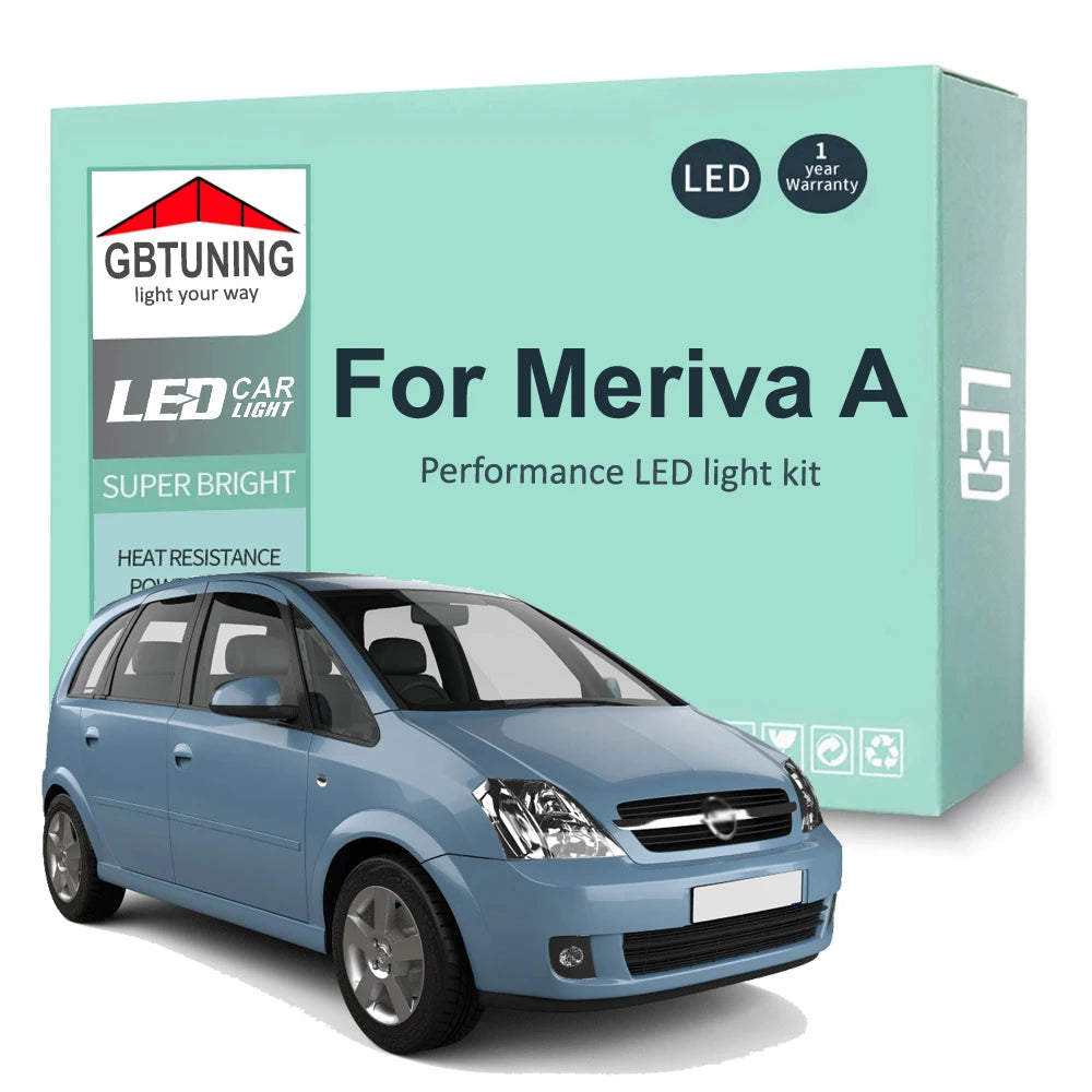 11-Piece LED Interior Light Kit for Vauxhall Opel Meriva A MPV 2003-2010 - Canbus Dome Map Door Trunk Bulbs | AUTOKIT...