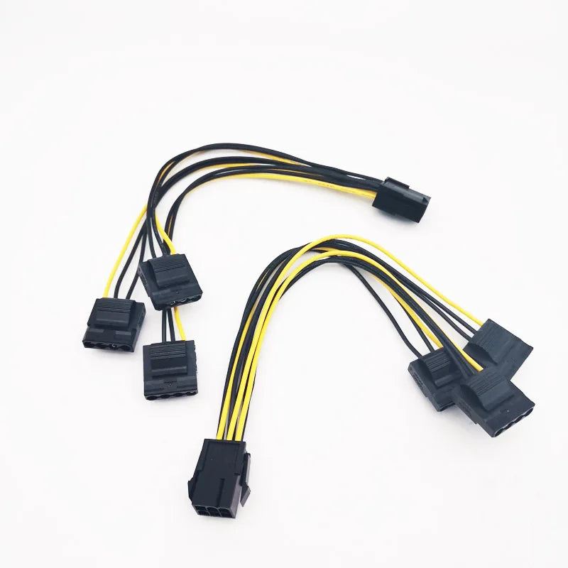 2 Pieces 20cm PCIe 6Pin Female To 3 Molex IDE 4Pin Power Graphic Card Cables