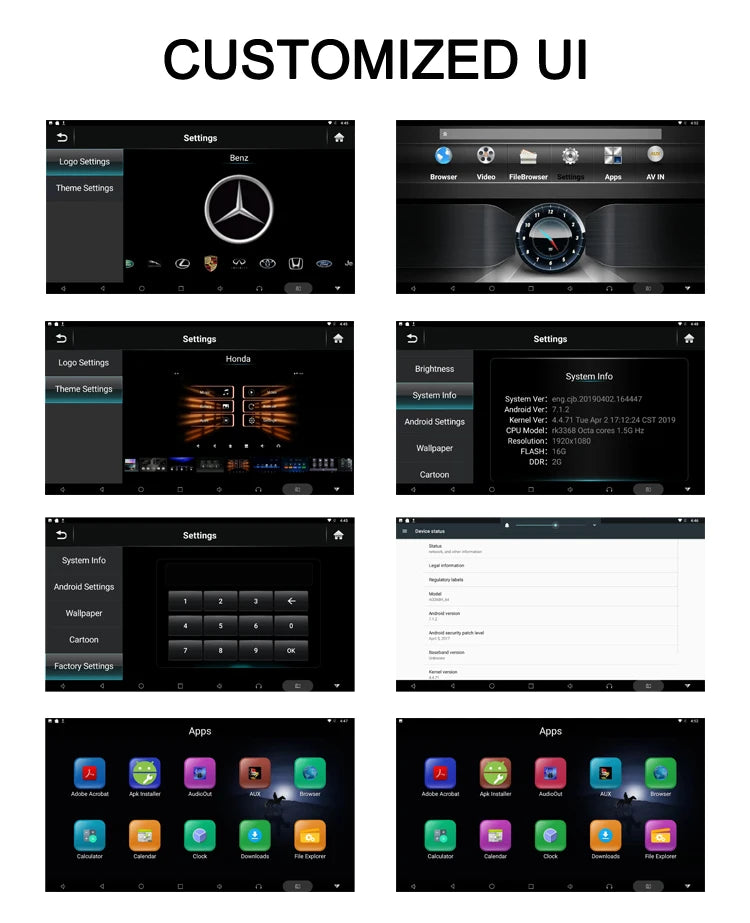 10 Inch Android 14 Car Headrest Monitor 1080 P HD 1080P Video Touch Screen WIFI/Bluetooth/