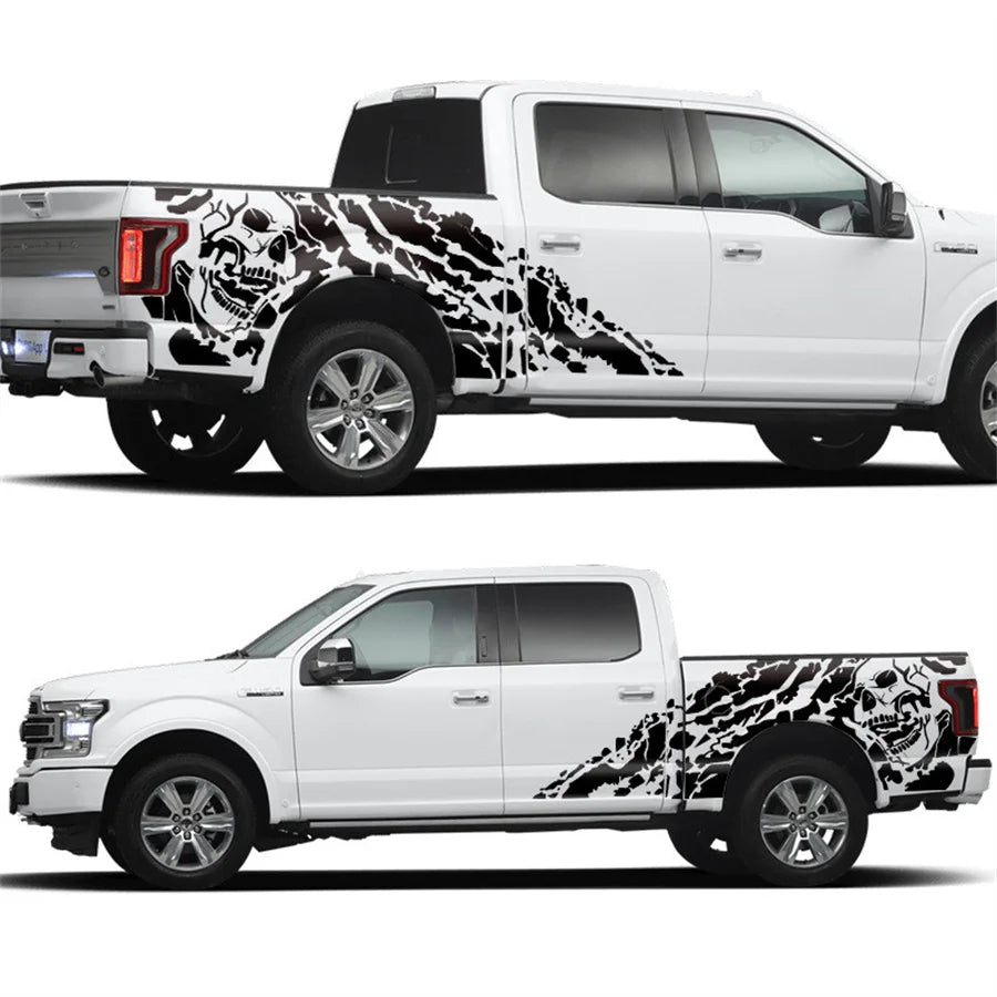 1 Pair Black Color Skull decal Vinyl Car Stickers for Pickup for Dodge 4x4 Off Road for GM