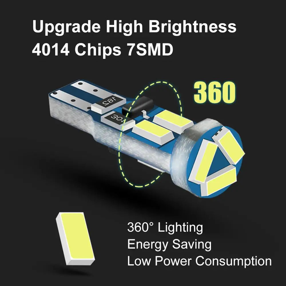 T5 LED W3W W1.2W Auto LED Lamp Car Dashboard Instrument Light 7 Led SMD 4014 Wedge LED Lig