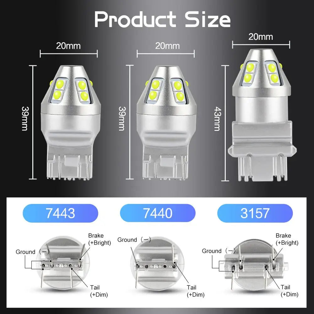 T20 7440 W21W Led Bulb 7443 W21/5W Turn Signal Light T25 3157 P27W Lamp 10SMD 3030 Chips A