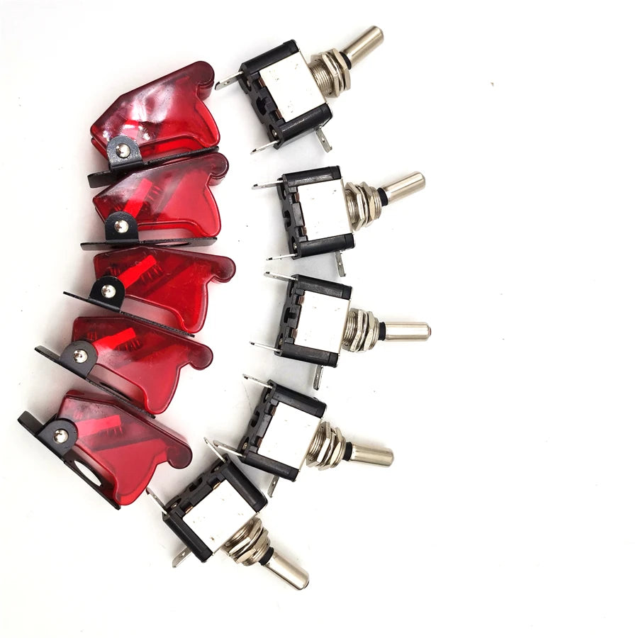 12V 20A Red Cover LED Light Rocker Toggle Switch SPST ON/OFF Car Truck Boat