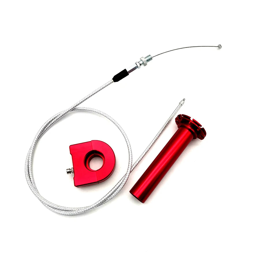 Red CNC Motorcycle Throttle Turn Grip Twist Cable 7/8'' 22mm Handbar Scooter ATV