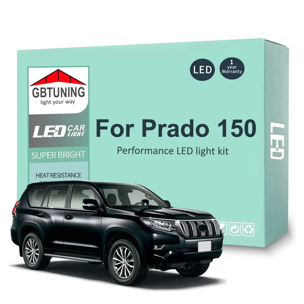 19-Piece LED Interior Light Kit for Toyota Prado 150 2010-2020 - Canbus Dome Map Door Trunk Bulbs | AUTOKITSHOP