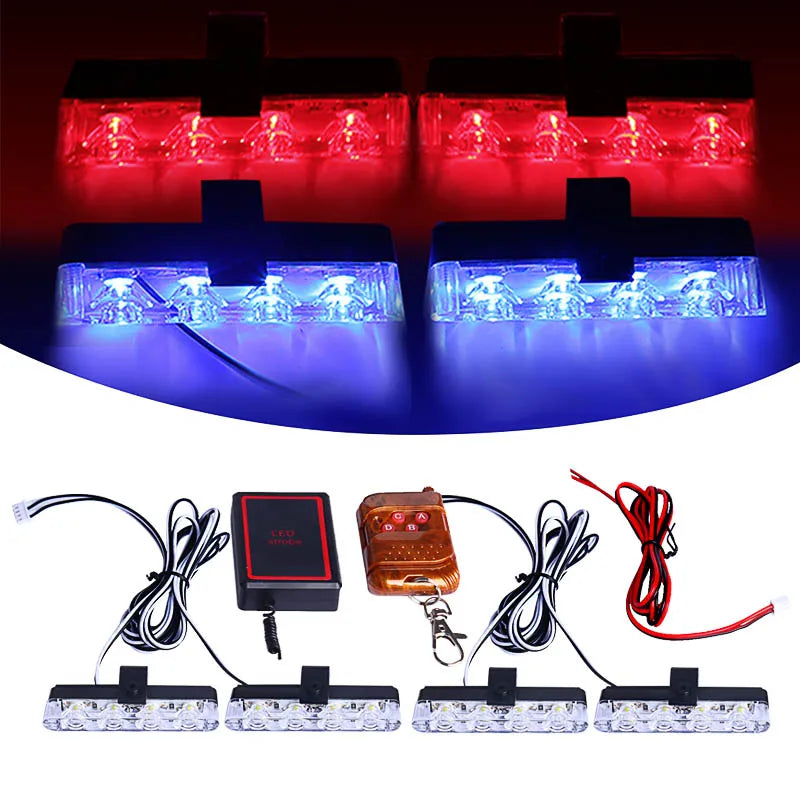 Grill Car LED Light Strobe Red Blue Emergency Remote Wireless Control Flash Signal Fireman | AUTOKITSHOP