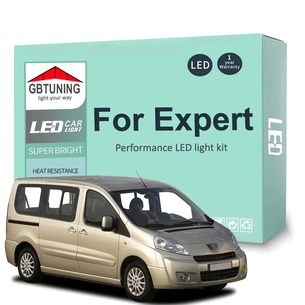 13-Piece LED Interior Light Kit for Peugeot Expert 2007-2019 - Canbus Dome Map Door Trunk Bulbs | AUTOKITSHOP