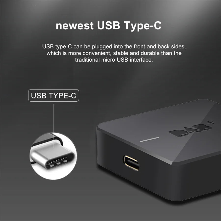Universal Car Truck Radio DAB+Box Digital Radio Antenna Tuner w/ Type-C USB Port