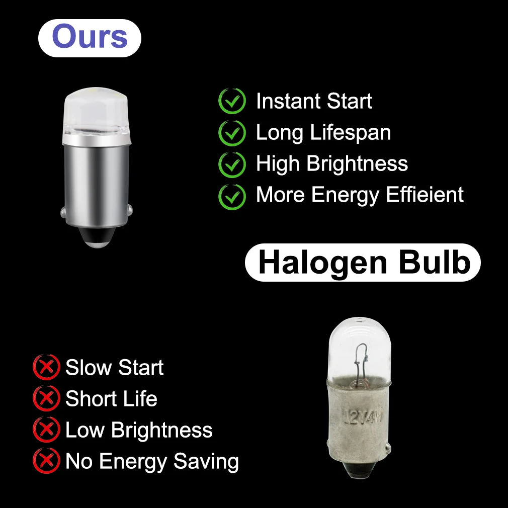 10-Piece LED Interior Light Kit for BA9S T4W H6W - Canbus Error-Free Interior Bulbs