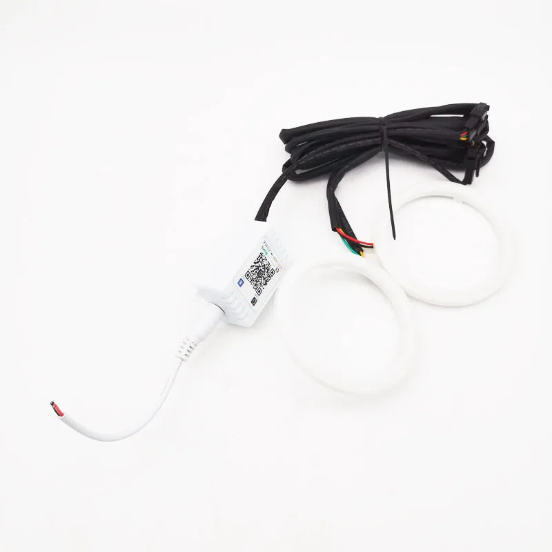 Angel Eyes BT APP Control RGB 80mm Halo Rings COB Led Car Driving Headlight