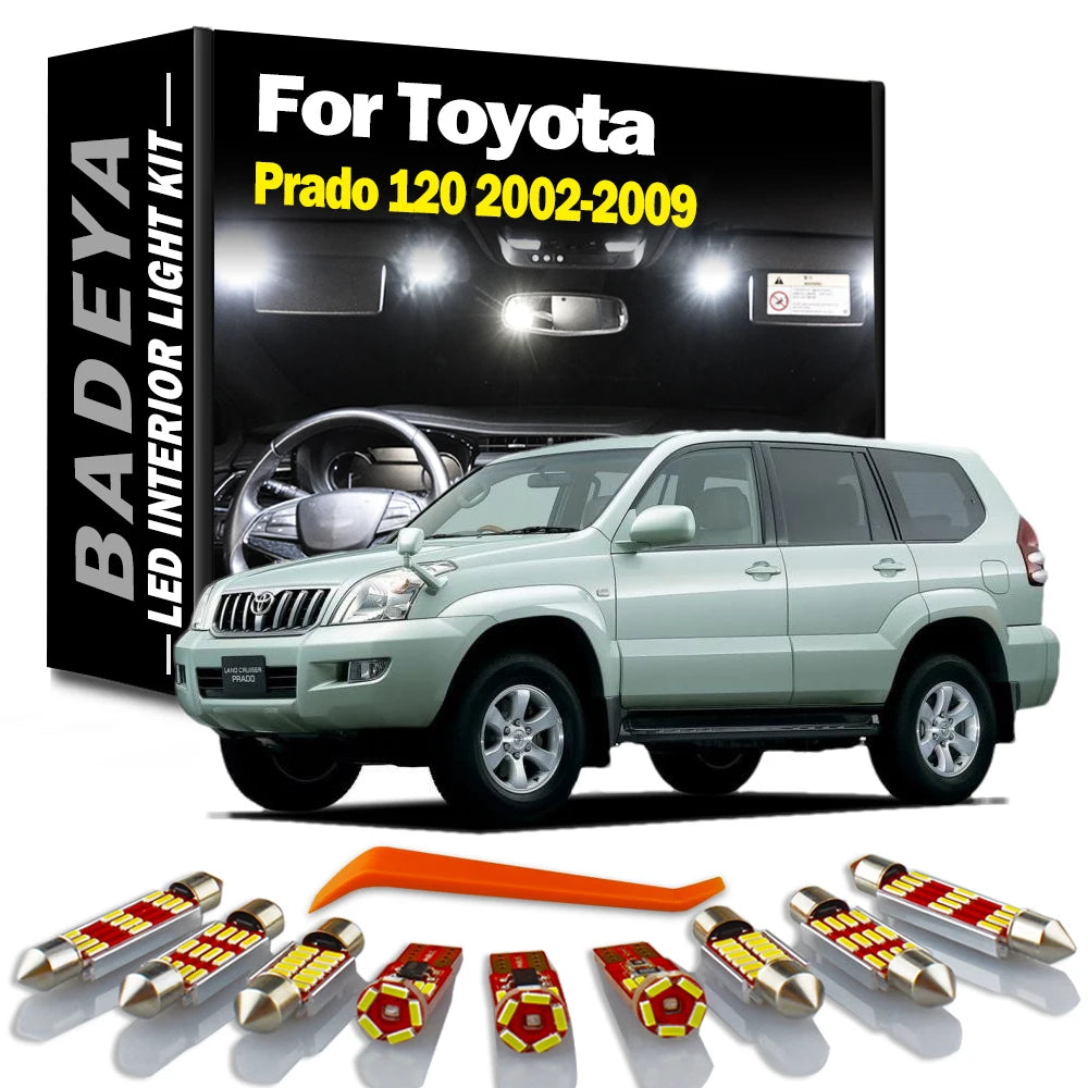 BADEYA 17Pcs Canbus LED Interior Reading Dome Trunk Light Kit For Toyota Prado 120 2002 20