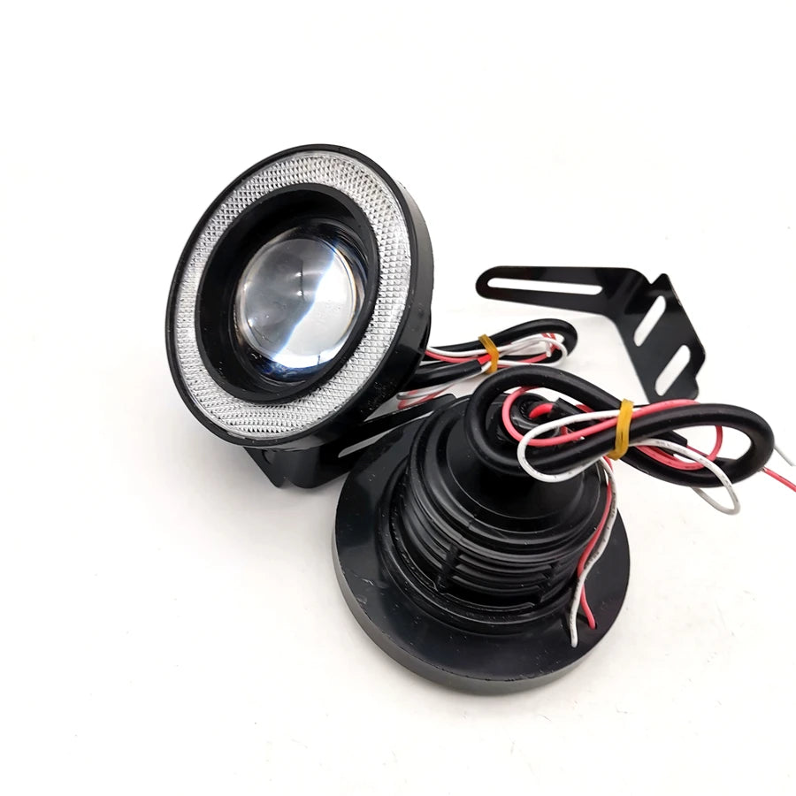 3.5" 12V LED Fog Light Headlight Car Blue Angel Eyes Halo Ring Driving Lamp 1Pair