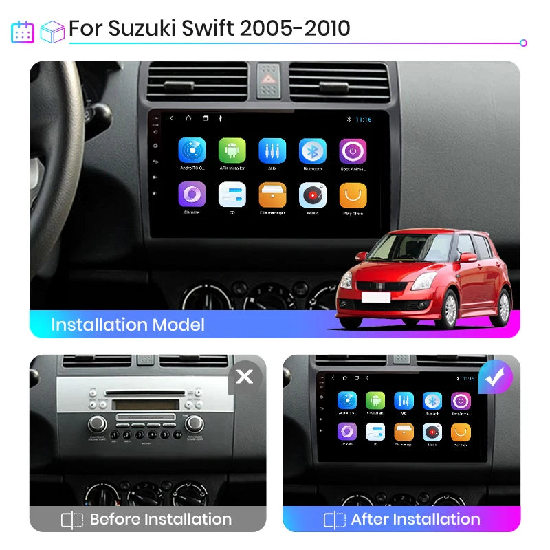For Suzuki Swift 2005 2006 2007 2008 2009 2010 Car Android Radio Multimedia Player 2DIN Na