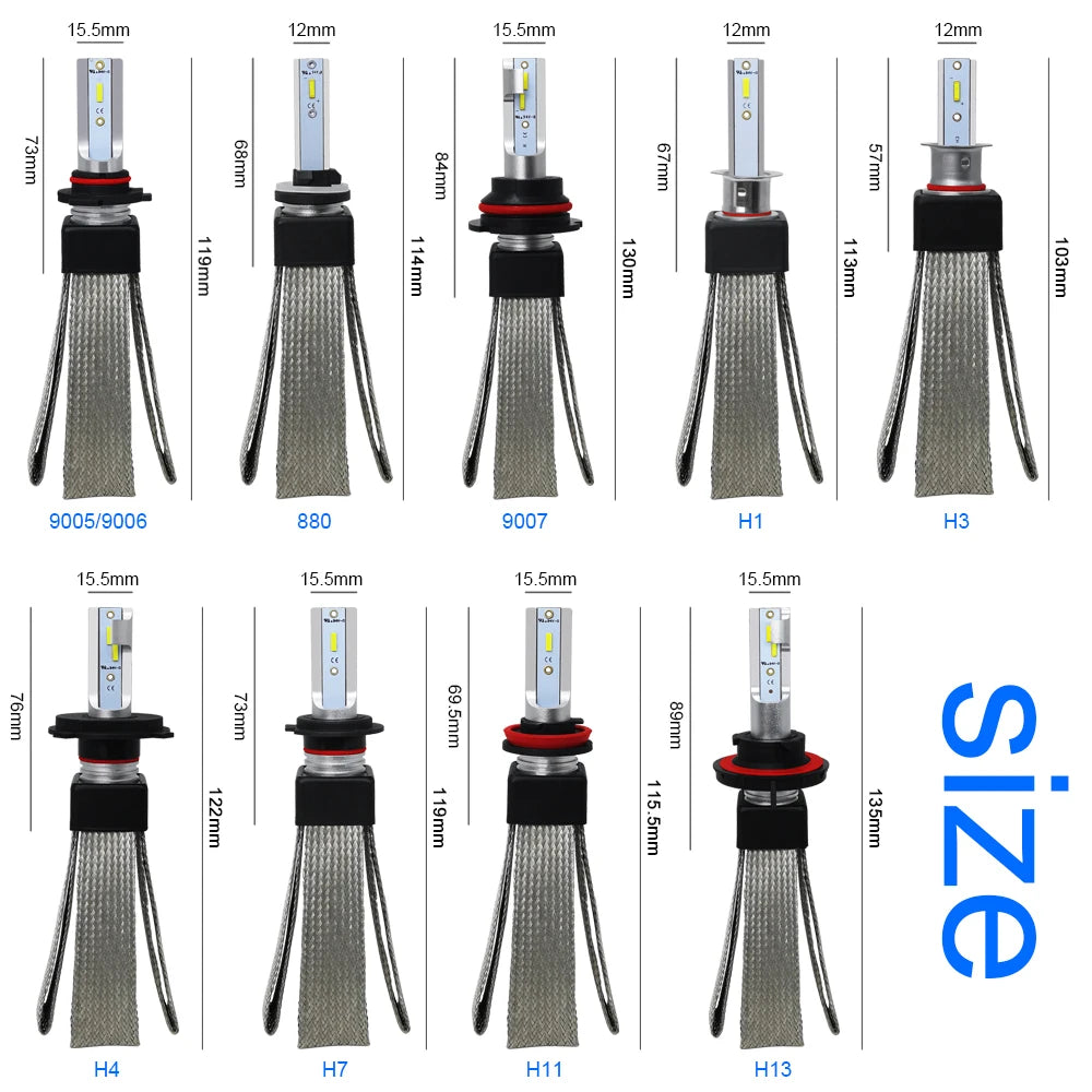 roadsun H4 H7 LED Car Lights H11 H1 H3 880 9005 9006 9007 H13 HB3 HB4 LED Headlight Bulb A