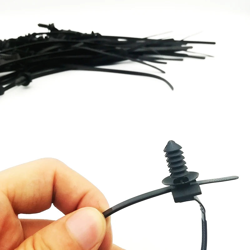 50pcs/lot Car Nylon Cable Tie Clips Detachable Self-Locking Plastic Zip Universal