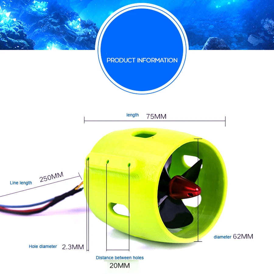 DC 12V~24V Electric Turbine Power 4 Blade Underwater Thruster CW CCW Propeller 3-phase bru
