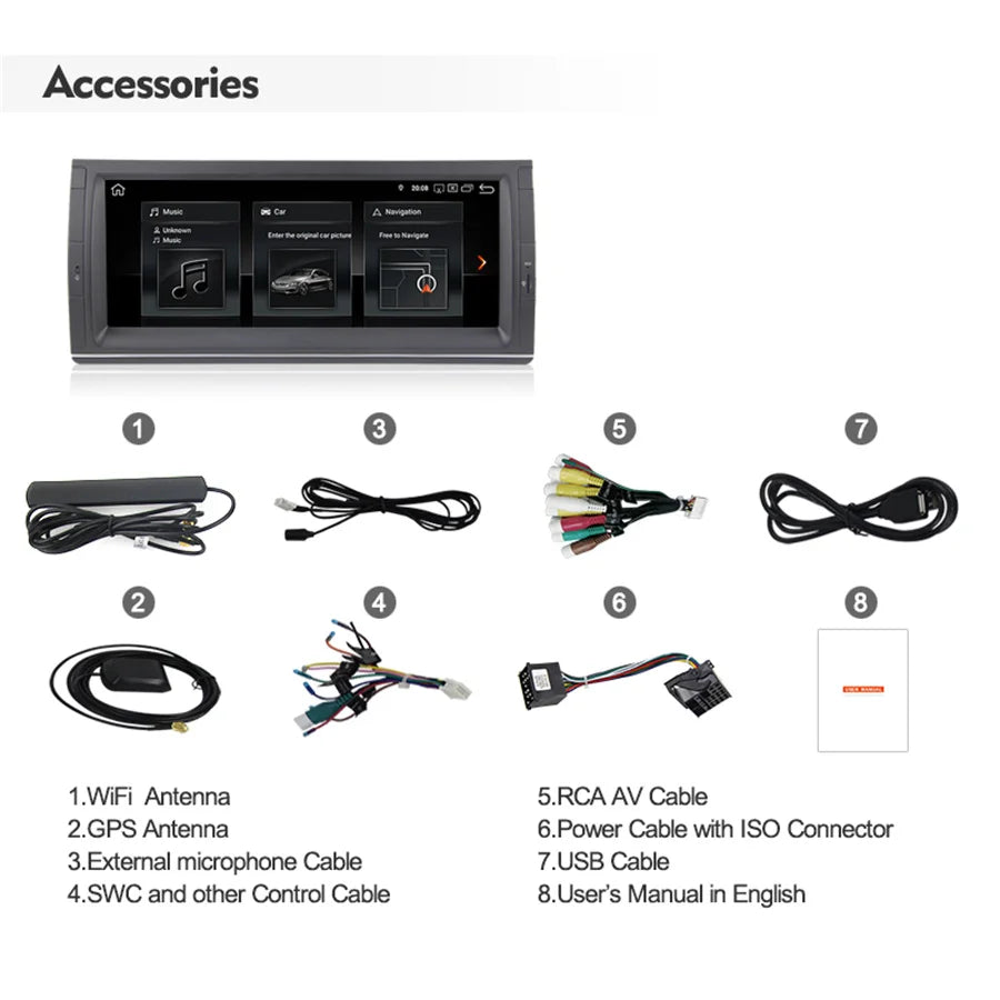 10.25" Car Radio 4+64G Wifi for BMW E39 E53 X5 M5 E38 GPS Navigation build in carplay Andr