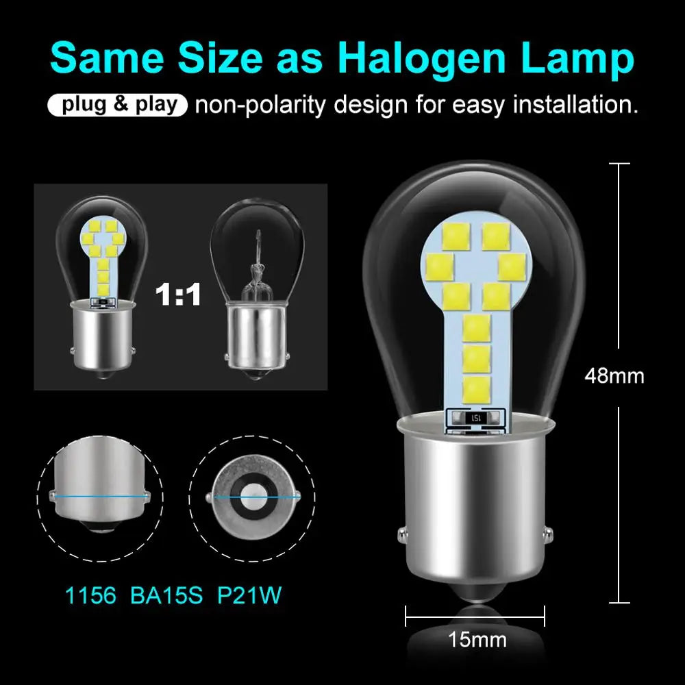 BA15S P21W 1156 Led Bulb 1157 BAY15D P21/5W R5W R10W Car Brake Lights 18SMD 3030 Chips DRL