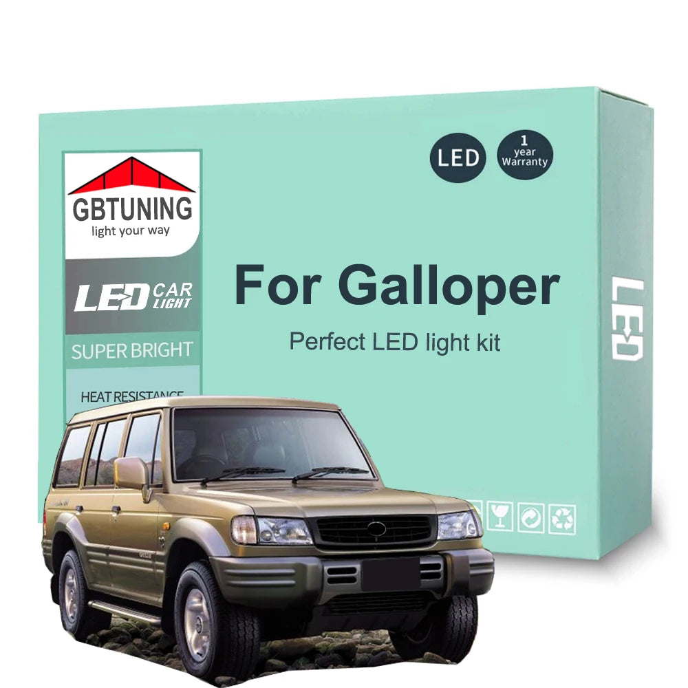 9-Piece LED Interior Light Kit for Hyundai Galloper 1990-1999 - Canbus Dome Map Door Trunk Bulbs | AUTOKITSHOP