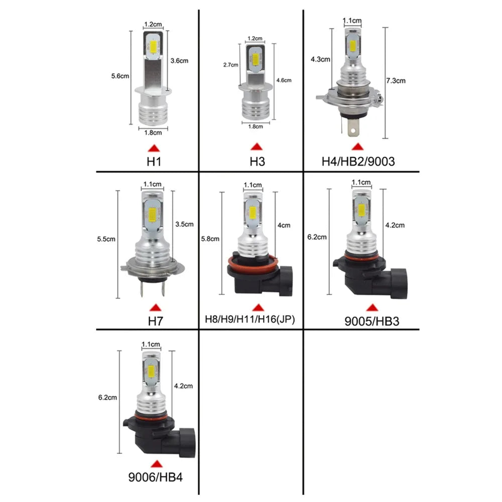 2Pcs 20000LM H7 H4 H8 H11 LED Headlight 9005 HB3 9006 HB4 CSP LED Headlamp Bulb 120W Turbo Auto Lamp 6000K 12V