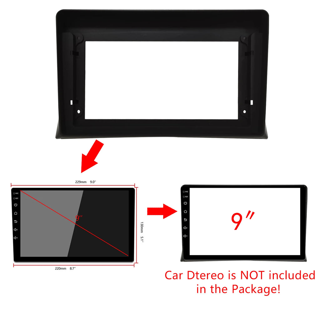 2Din Car DVD Frame Audio Fitting Adaptor Dash Trim Facia Panel 9inch For Volkswagen Multiv