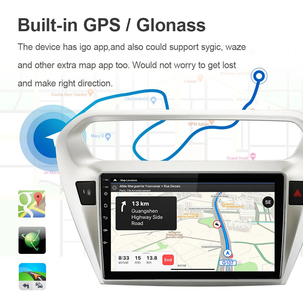 RAM 4G+ROM 64G Android 10 Car Video Multimedia Player GPS Navigation for Peugeot 301 Citro