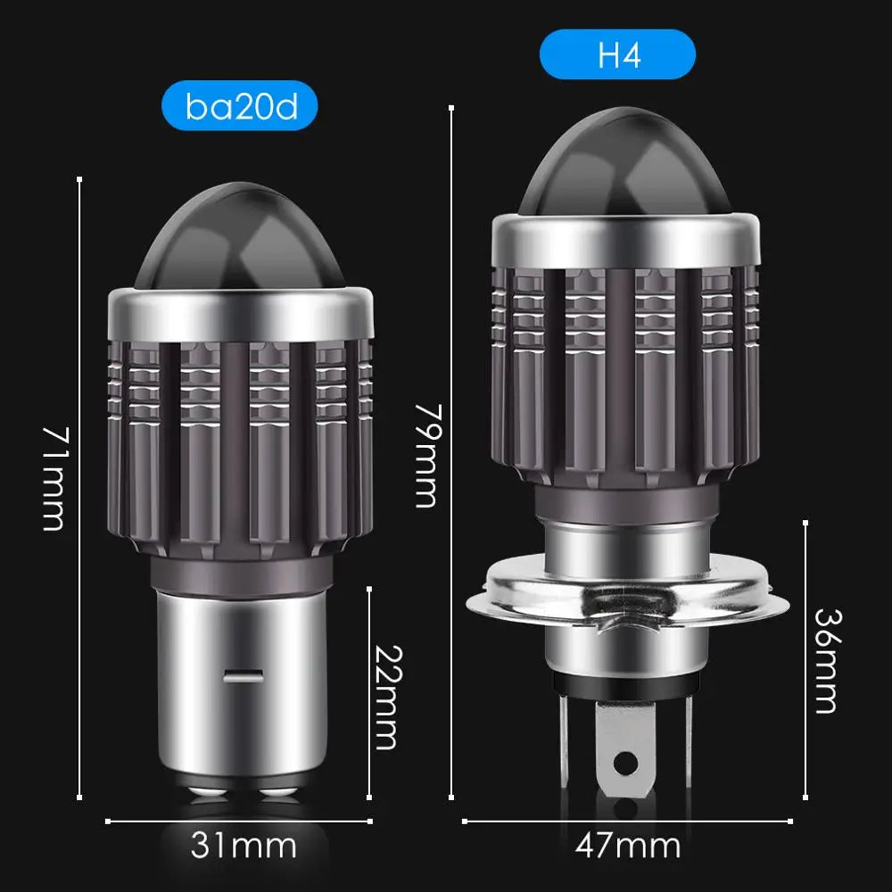 H4 H6 BA20D Led Motorcycle Headlight Bulbs 10000LM 12W CSP Chips Fisheye Convex Len Spotli