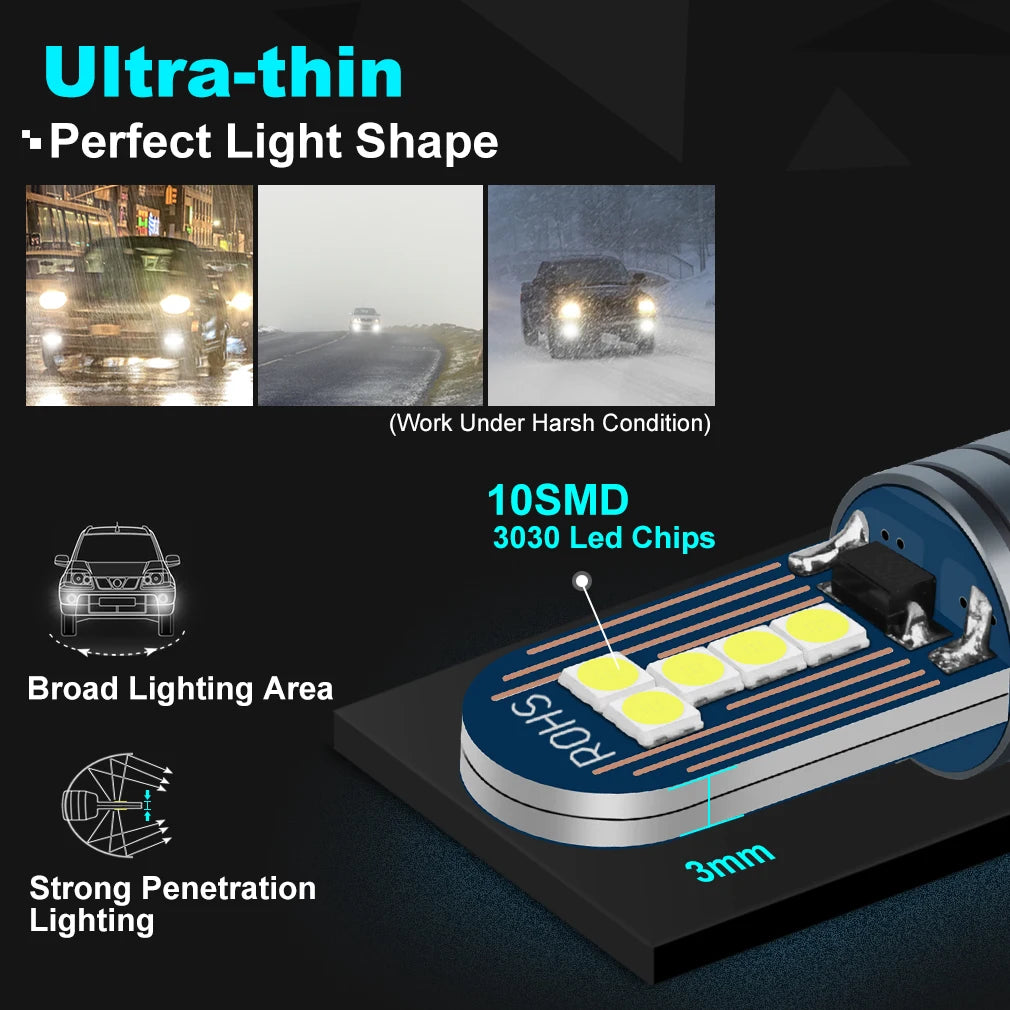 H1 H3 LED Bulb Super Bright 10 3030SMD Car Fog Lights DC 12V 6000K Running Light Auto Fog