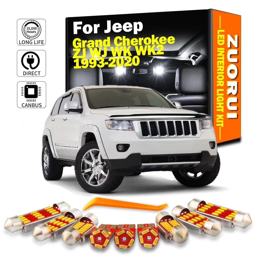 LED Interior Light Kit for Jeep Grand Cherokee ZJ WJ WK WK2 1993-2019 - Canbus Dome Map Door Trunk Bulbs | AUTOKITSHOP