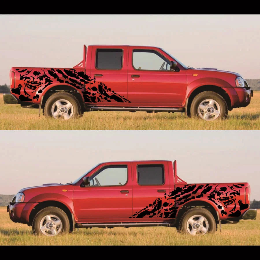 1 Pair Black Color Skull decal Vinyl Car Stickers for Pickup for Dodge 4x4 Off Road for GM