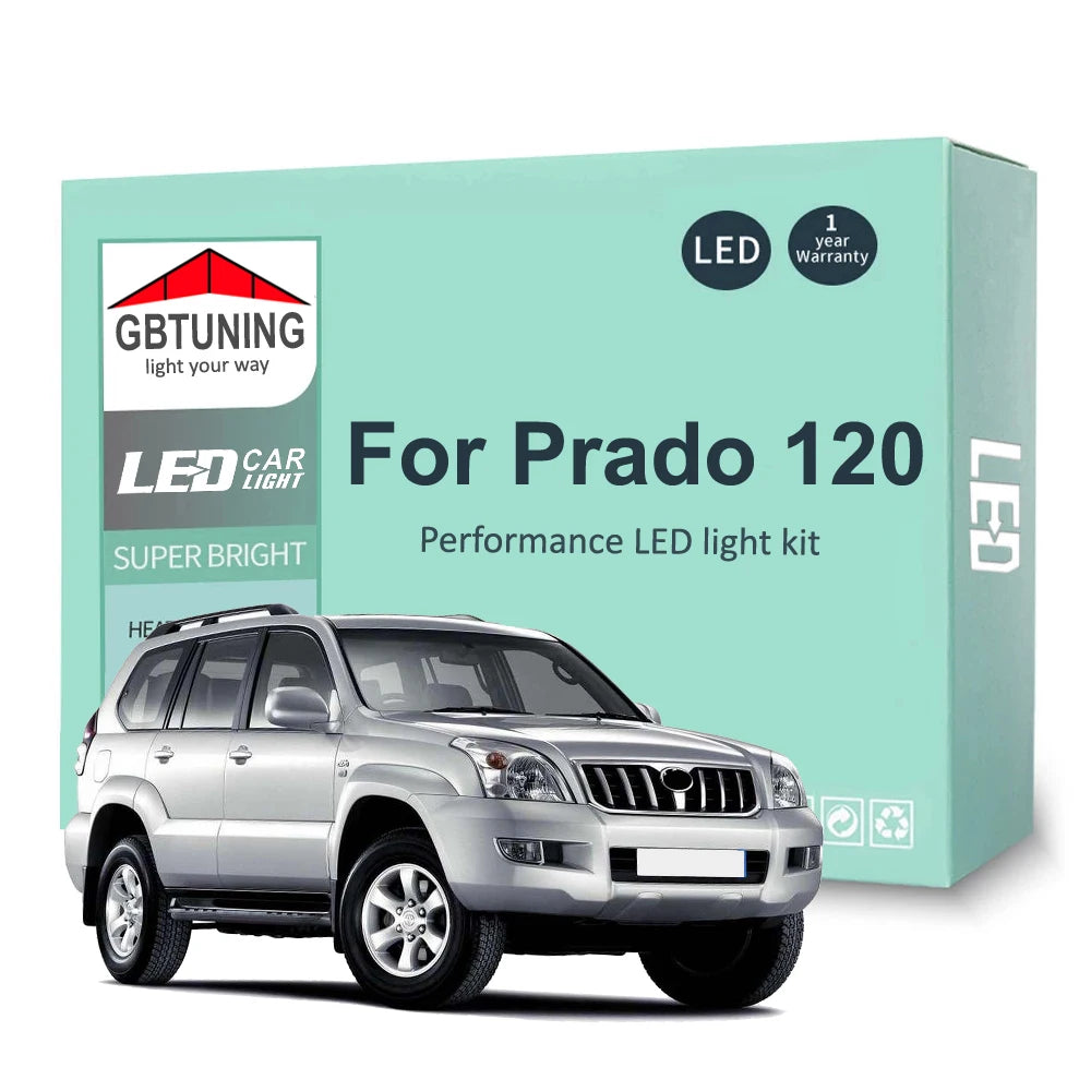 17-Piece LED Interior Light Kit for Toyota Prado 120 2002-2007 - Canbus Dome Map Door Trunk Bulbs | AUTOKITSHOP