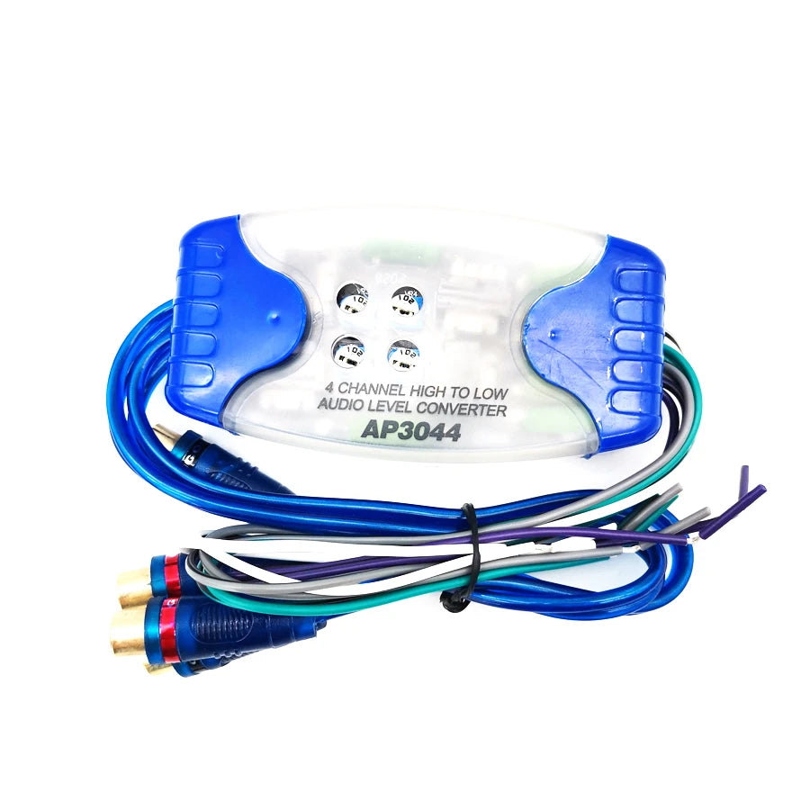 Universal Car Stereo Audio Speaker Converter Wire to 4 RCA Hi/Lo Audio Line Level Adaptor