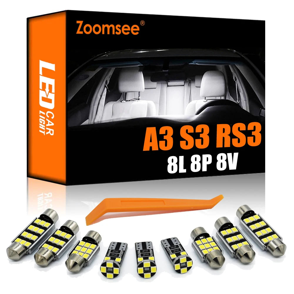 LED Interior Light Kit for Audi A3 S3 RS3 8L 8P 8V Car LED Dome Map Interior  Light Vanity Mirror Door Trunk Boot Lam...