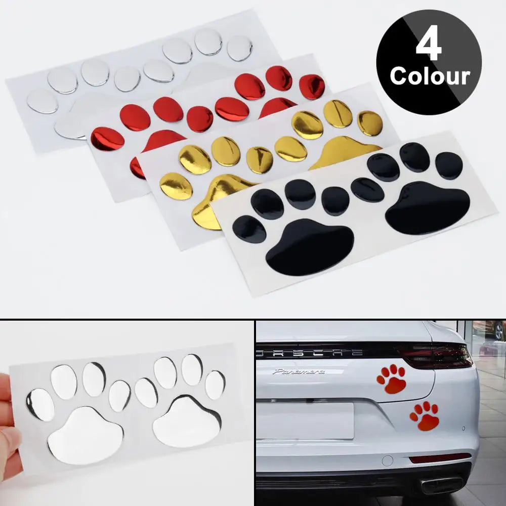 2Pcs/Set Car Sticker Cool Design Paw 3D Animal Dog Cat Bear Foot Prints Footprint Decal Ca