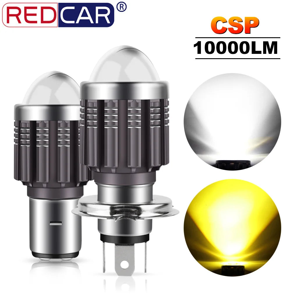 CSP 10000Lm H4 LED Moto H6 BA20D P15D LED Moto Motorcycle Headlight Bulbs Lens Yellow Hi L