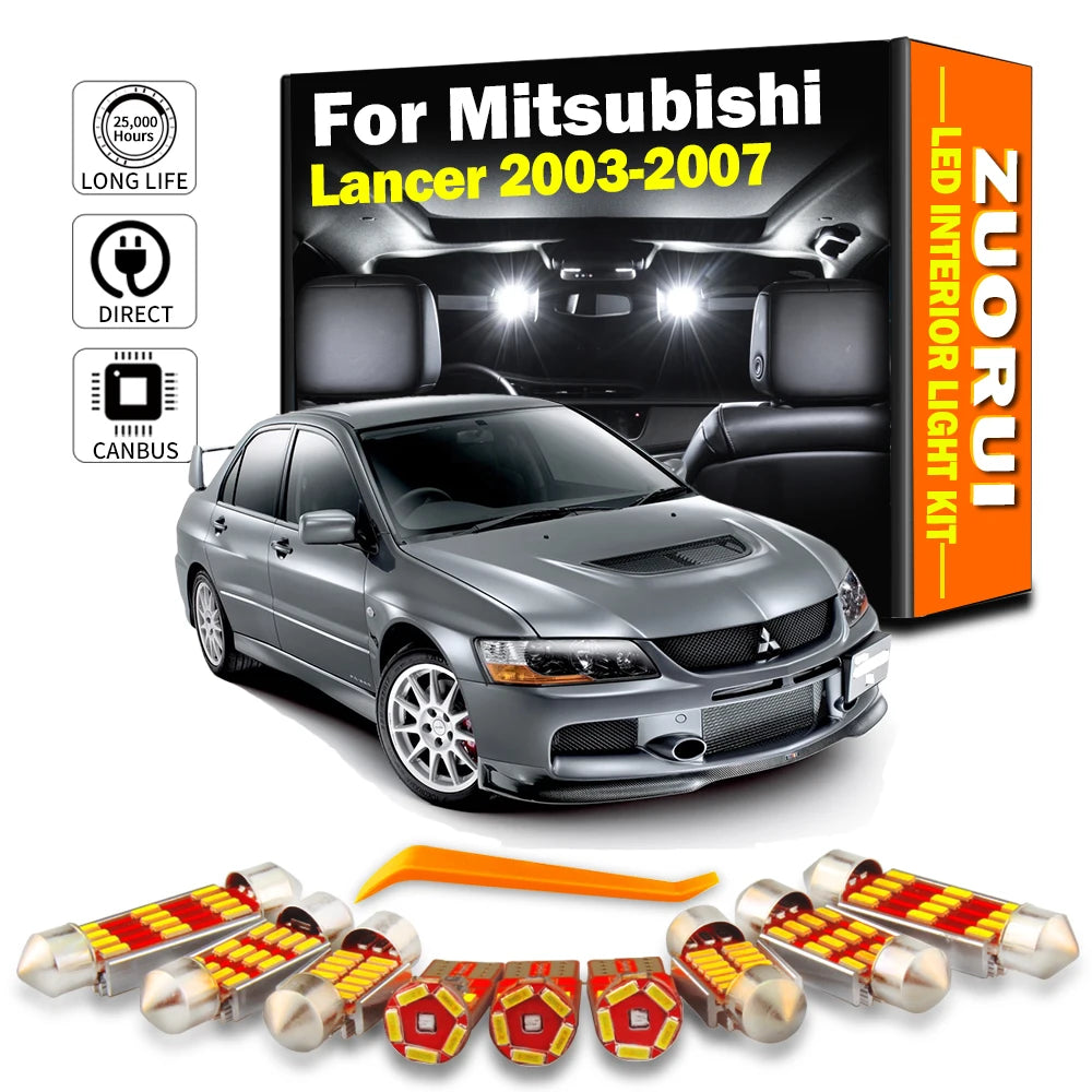 9-Piece LED Interior Light Kit for Mitsubishi Lancer - Canbus Error-Free Bulbs | AUTOKITSHOP