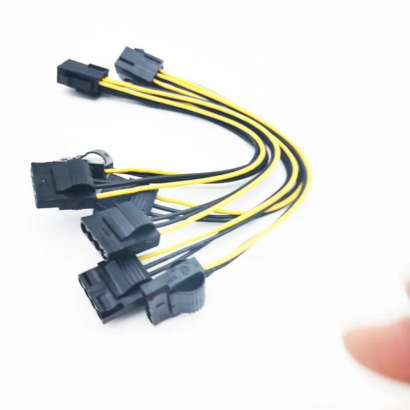 2 Pieces 20cm PCIe 6Pin Female To 3 Molex IDE 4Pin Power Graphic Card Cables
