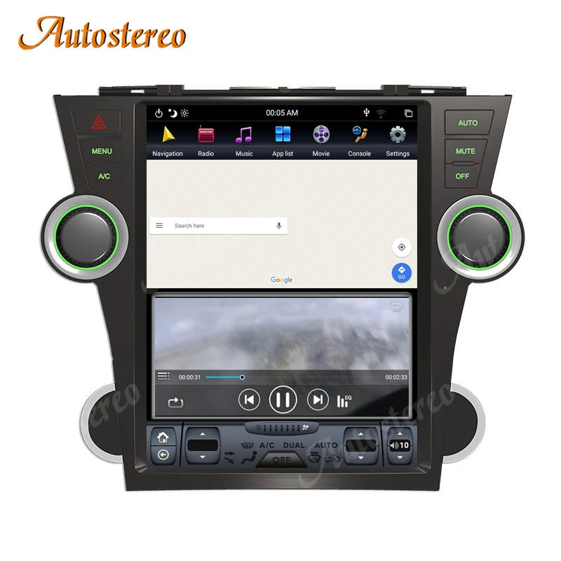Carplay Android Car GPS Navigation For Toyota Highlander 2007-2013 Tesla Style Auto Radio