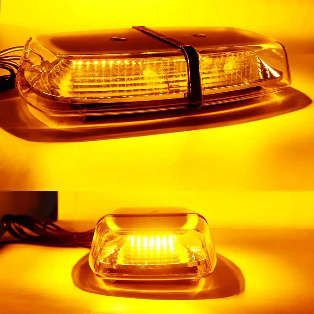 12V 24V Amber Yellow Truck Car Led Strobe Roof Lights Becaon Police Emergency Rescue Magne | AUTOKITSHOP